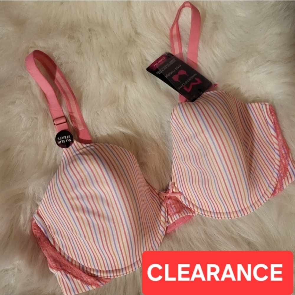 Maidenform T Shirt Bra  Striped Pink Lavender